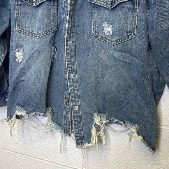 GB Girls Light Blue Distressed Denim Jacket - Picture 4 of 6